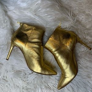 Louis Et Cie Pointy Toe Sonya Gold Ankle Boots